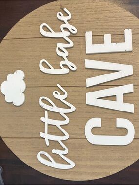Unbranded White 'Little Babe' & 'Cave' Wooden Wall Decor